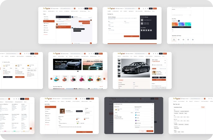BuySell mobile and web interfaces displaying localized category listings and user verification features