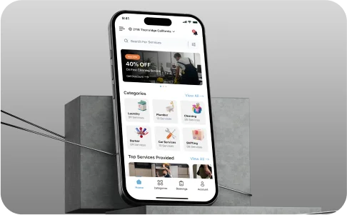 On-demand service booking SaaS mobile app development company solution with web admin dashboard