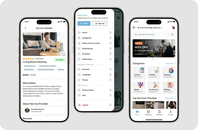 Service provider dashboard for managing schedules and bookings in SaaS service booking software