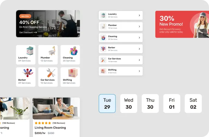 Customer booking interface of SaaS service booking platform with real-time availability